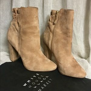 WHBM Suede Block Heel Ankle Boots
